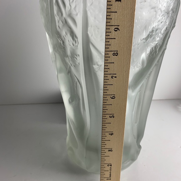 Vtg. Barolac Czech Josef Inwald Heavy Crystal Frosted Glass Forrest Vase 10" HTF - Picture 12 of 14